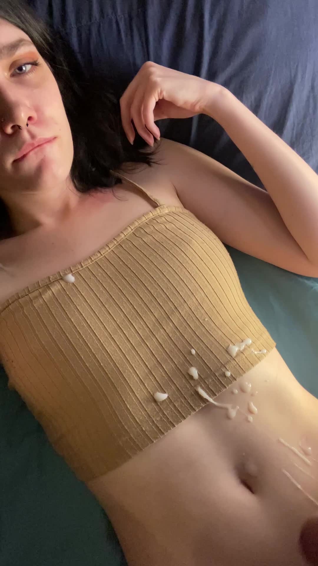 I love being covered in yummy cum  - free porn video