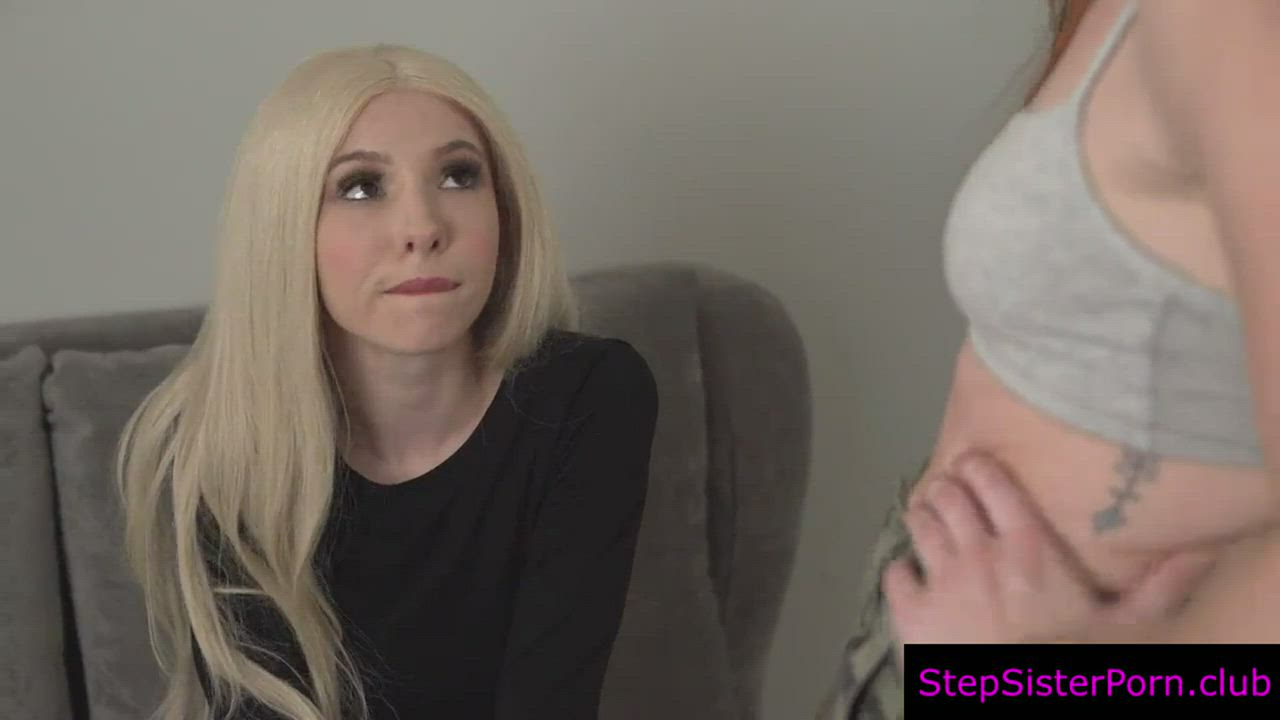 Blonde And Redhead Stepsisters Practice With Stepbro’s Cock - free porn video