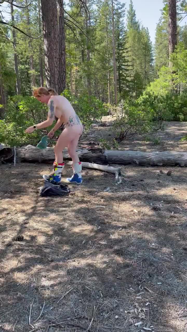 Out trail riding with friends. Had to cool off. I was in a hurry when I heard them coming back around. [GIF] - free porn video