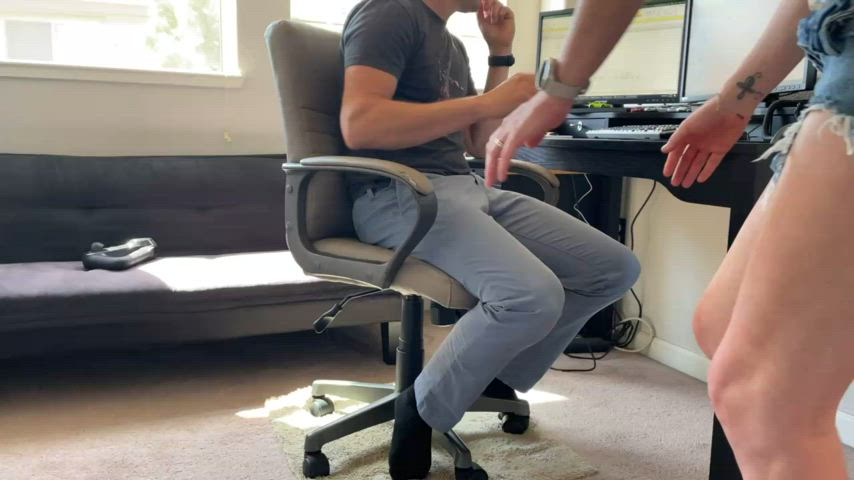He’s working and I’m putting in a different kind of work - free porn video