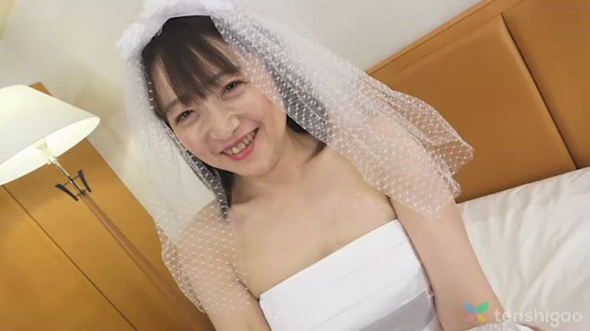 Natsuko Lijima gets pussy fucked as a young bride in her wedding dress. - free porn video