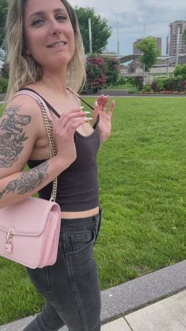 Taking my tits out for a walk [gif] - free porn video
