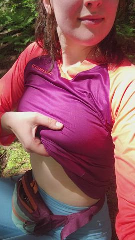 Exposing my perky tits mid ride [GIF] - free porn video
