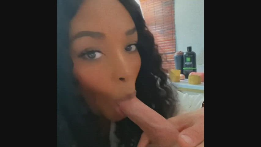 Ebony enjoys sucking white cock - free porn video