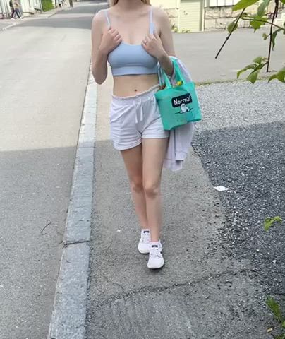 I’m only 19 but I still flash older guys on the street - free porn video