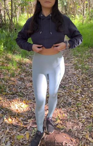 Flashing my tits and ass while hiking😈 [gif] - free porn video