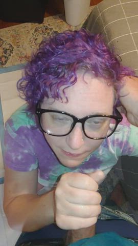 [OC] She works a load onto her glasses from my cock - free porn video
