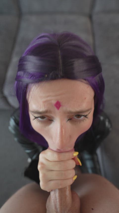 I dressed as Raven and made him cum all over my face - free porn video
