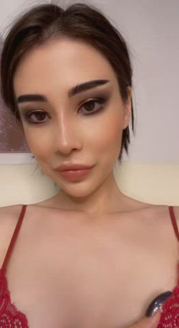 Just tell me if you would suck on my big asian tits - free porn video
