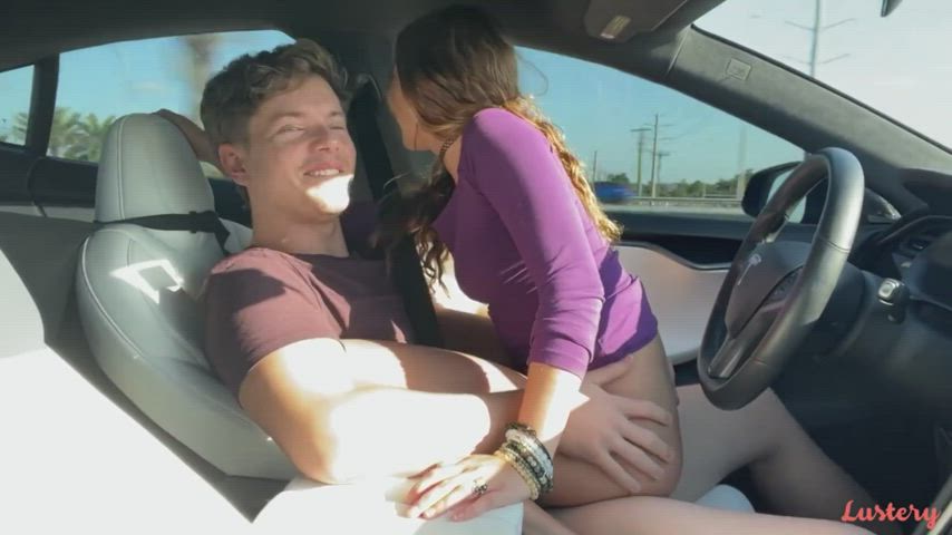 My roommate asked me if she could use my cock to goon out while we were on a road trip - free porn video