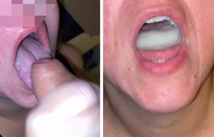 Jerking him off to my mouth to get my nutritious breakfast. Gosh! That was challenging. A lot of thick cum to swallow 😍 - free porn video