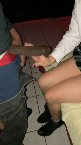 Hubby Encouraging me As He Runs The Camera and Jerks Himself Off As Told, Watches an XL BBC Feeding and Posing me a Challenge in Doing so as The Previous Man's Cum Is Still Dripping Off My Chin - free porn video