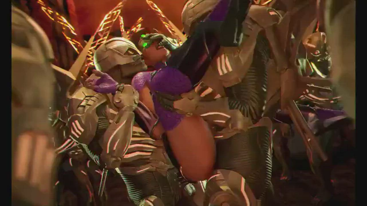 Starfire vs. One Hundred Parademons (FroggySfm, ImJustThatKinky, BritishKassVA) [DC] - free porn video