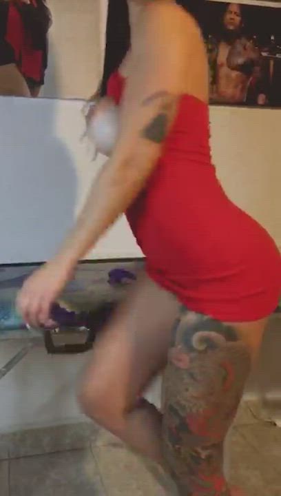 Taking off my red dress for you daddy 😈 - free porn video