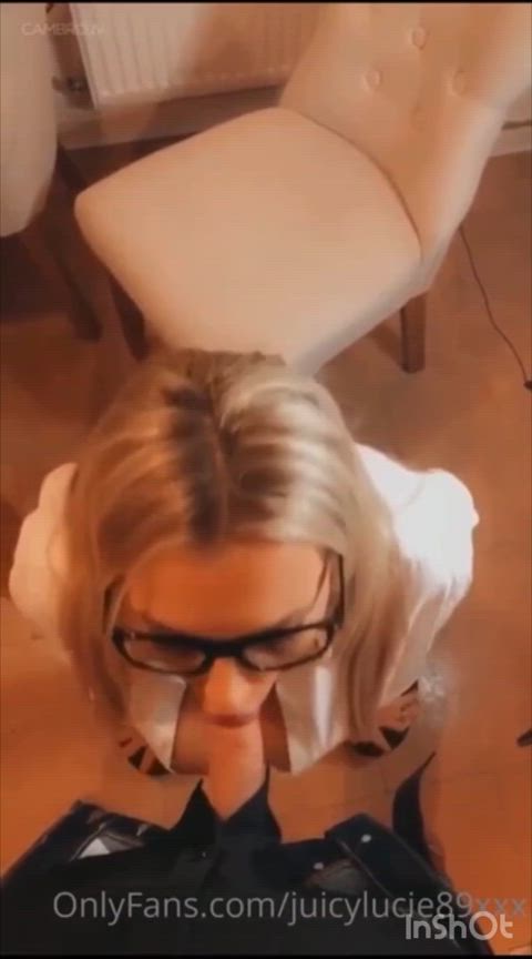 Big titty amateur takes facial on her glasses - free porn video