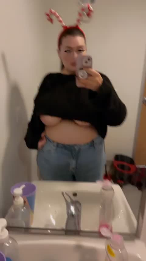 I love how my tits look in this sweater - free porn video