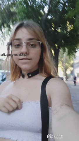 what would my daddy think about me flashing on the street? :3 - free porn video