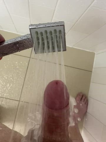 Edging with the shower head gave me a wild hands free orgasm I could hold back. Sound on for moans. - free porn video