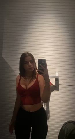 I need some help in the changing room... I think the girl outside heard my soft moan - free porn video