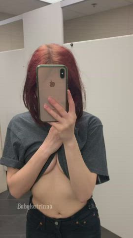 Making my small tits bounce for you at work 🖤 - free porn video