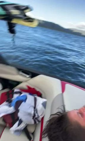 Chick in a string bikini fucked on boat while laughing. More? - free porn video