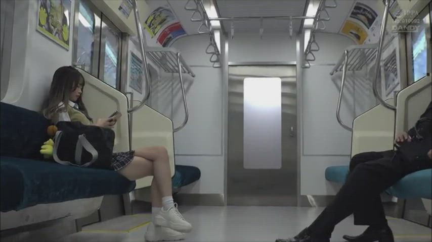 Japanese schoolgirl on public train - free porn video