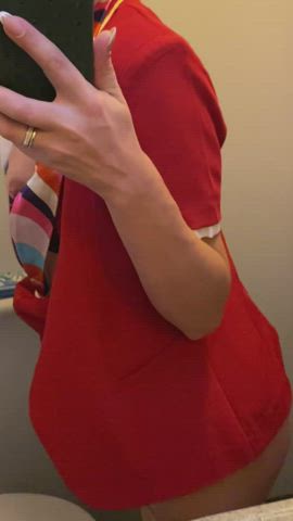 Naked flight attendant in the lavatory of an airplane during a night flight. Original content. [GIF] - free porn video