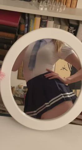 Now that I'm legal, I might get away with wearing this skirt - free porn video