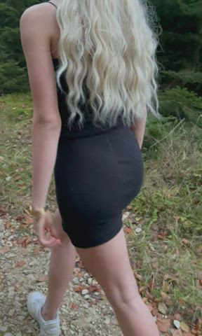 Peeling off my dress after a long walk…I love the risk haha... i think some other guys saw me… :/ - free porn video