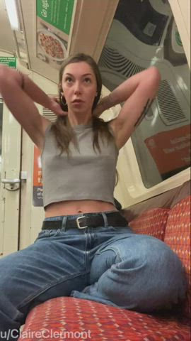 Getting my tits out on the subway [gif] - free porn video