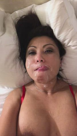 I couldn't be happier to have his load on my face - free porn video