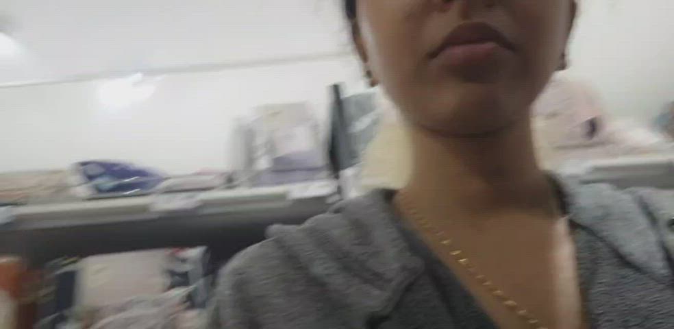 showing off the goods in just a hoodie in public [GIF] - free porn video