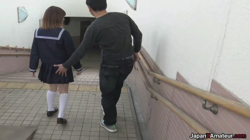Japanese Girl Sucking Dick And Getting Fucked Inside An Underground Pedestrian Walkway - free porn video