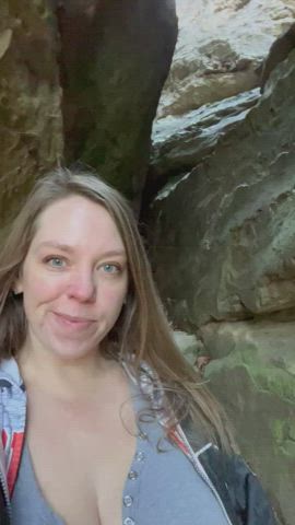 I could hear people coming down the trail and it only turned me on more! [gif] - free porn video
