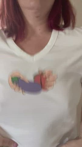 "OC" which is better - my new shirt design or my tits? - free porn video