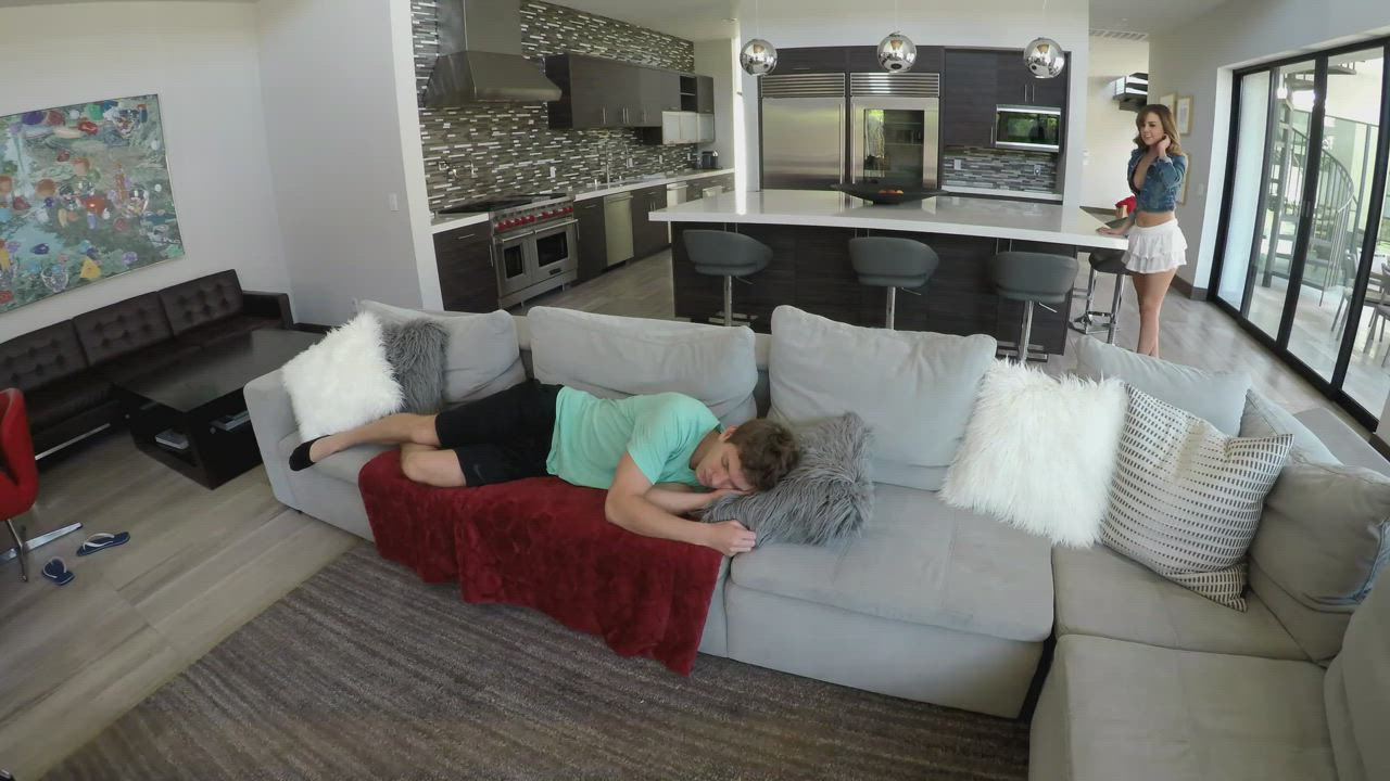 Sleeping Brother Gets Surprise Blowjob And Convinced By Sister To Fuck Her - free porn video
