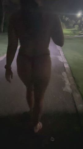 [GIF] Taking a topless stroll through the resort - free porn video