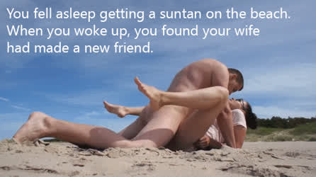Every weekend we visit the beach 🏖 and somehow a hunk stranger manages to get inside my wife's slutty pussy everytime 🤷🏻‍♂️😈 - free porn video