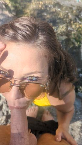 We almost get caught as Rianna Forbes sucks me while hiking in BC - free porn video