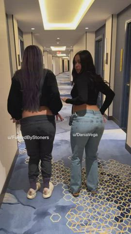 2 latinas revealing in the hotel hallway - free porn video