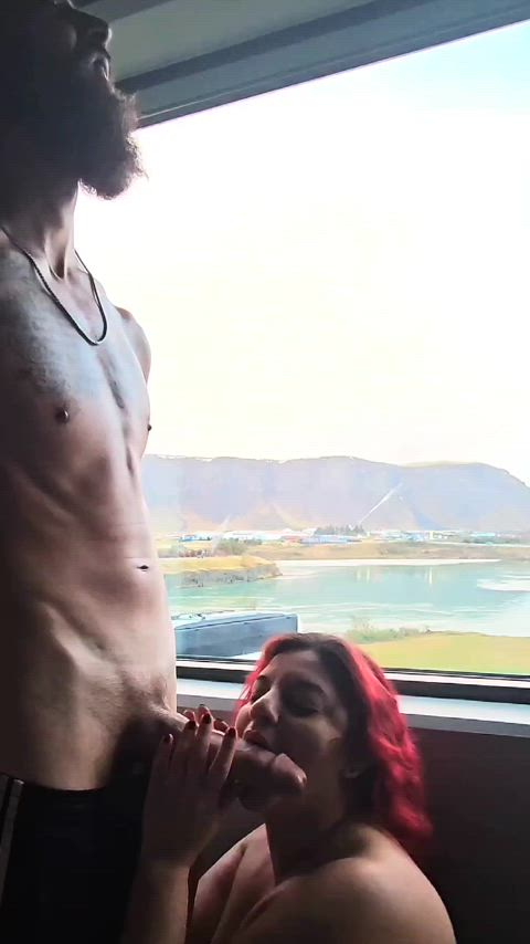 Using her throat while admiring the beauty of iceland - free porn video