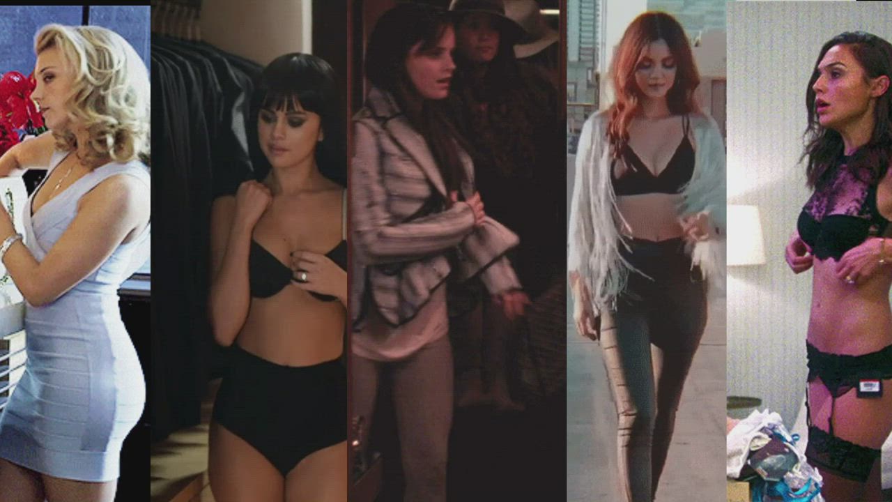 Pick one as a submissive wife and one as a mistress who is into dominating you (Natalie Dormer, Selena Gomez, Emma Watson, Victoria Justice, Gal Gadot) GIF Edition - free porn video