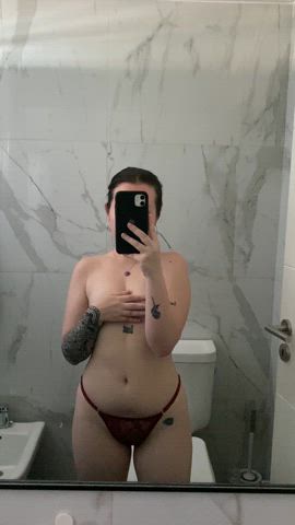 I wanna know what's the first word you think of when you see my small tits - free porn video