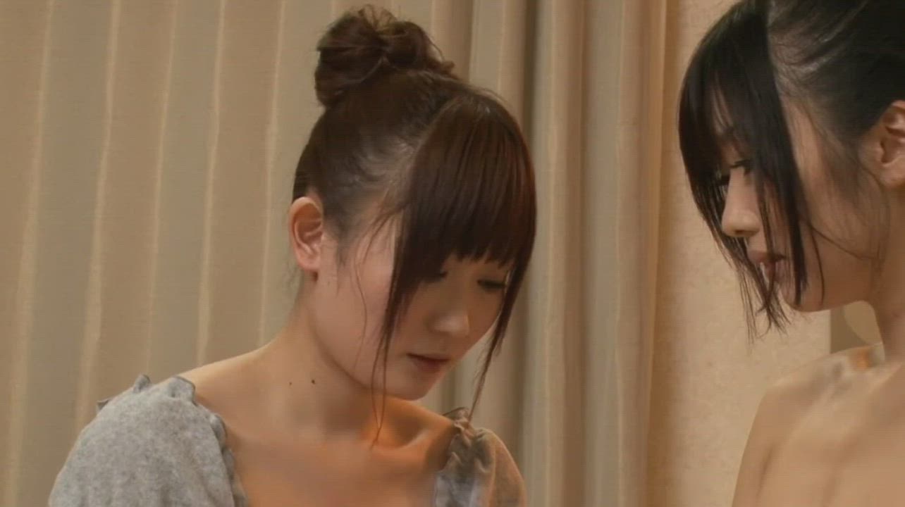 Very shy Japanese girls kiss - free porn video