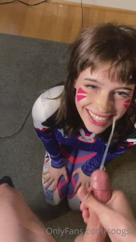 Smiley E-girl takes a load - free porn video