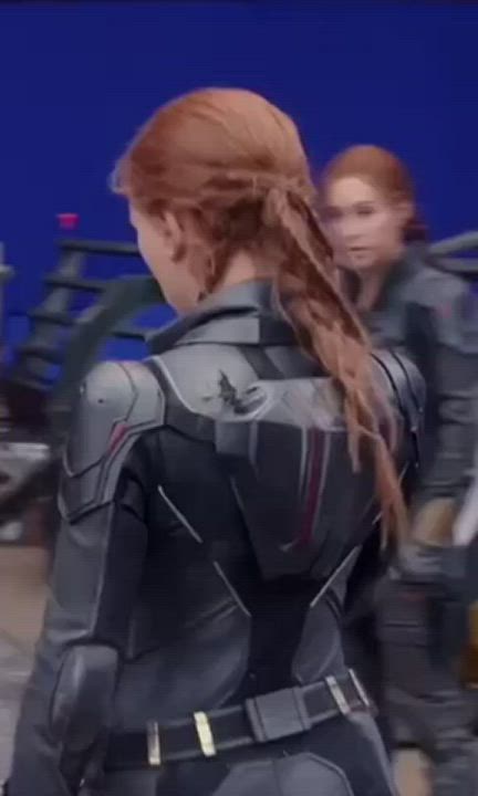 Obsessed with Scarlett Johansson’s ass in her tight black widow costume - free porn video