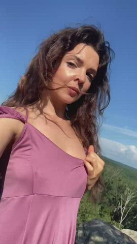 No panties hiking [gif] - free porn video
