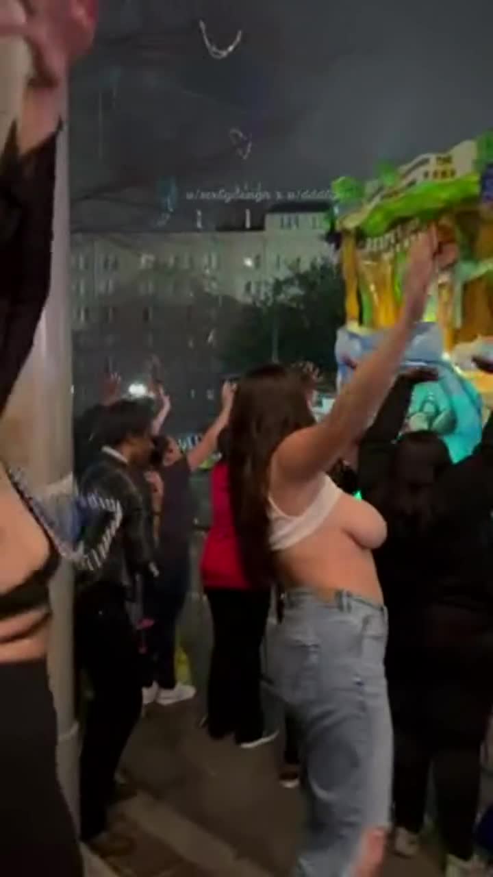 dropping our titties & dodging beads [GIF] - free porn video