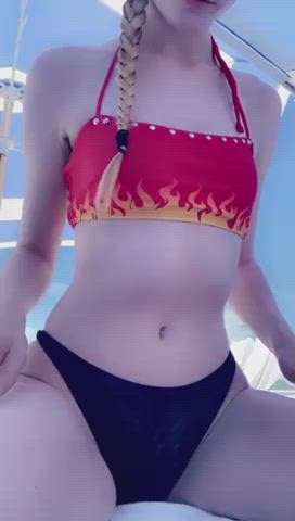 I couldn’t resist taking my tits out at the beach - free porn video