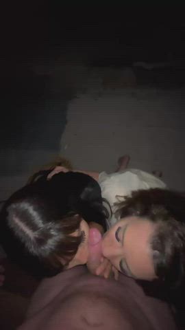 My girlfriend and I blew a random guy on the rooftop of the bar!🤫 - free porn video
